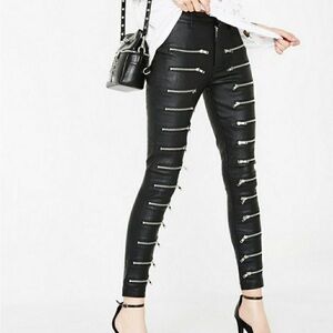 Fashion Nova Zipper Zip Up Black  Skinny Pants